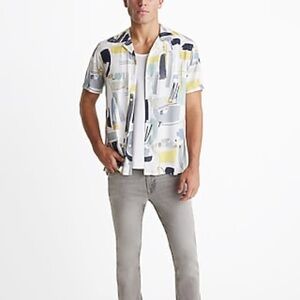 Express Multicolor Abstract Casual Shirt